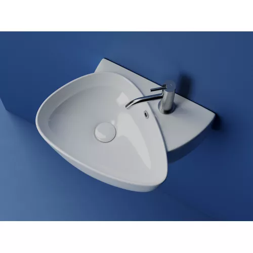 Санфаянс: Раковина подвесная Ceramica Nova с отверстием под смеситель, с системой слива- перелива, 495*350*155, цвет белый 1 в магазине Акватория