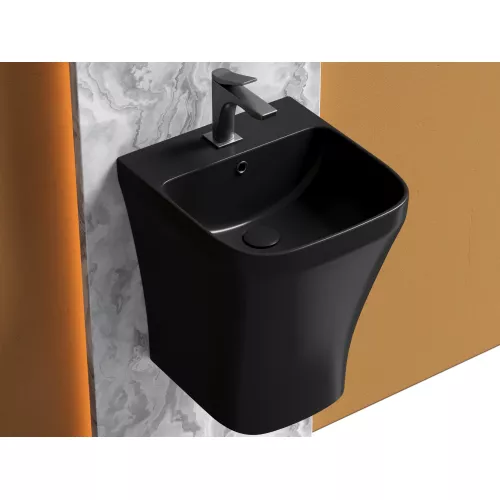 Санфаянс: Раковина Ceramica Nova моноблок подвесная DION (Черный Матовый) с отверстием под смеситель, со сливом переливом 1 в магазине Акватория
