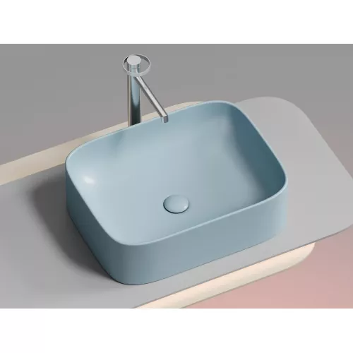 Санфаянс: Умывальник чаша Ceramica Nova накладная прямоугольная (цвет Голубой Матовый) Element 505*380*150мм 1 в магазине Акватория