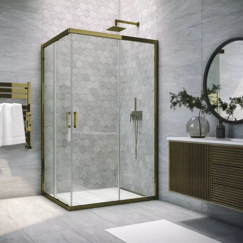 : Душевой уголок Vegas Glass ZA-F Tur Novo 100*80 05 01 профиль бронза, стекло прозрачное 1 в магазине Акватория