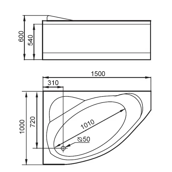 Акриловая гидромассажная ванна Gemy G9009 B