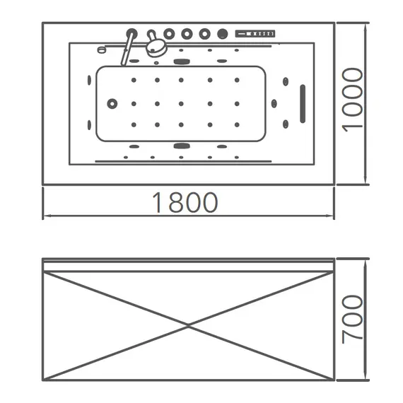 Акриловая гидромассажная ванна Gemy G9258  180*100