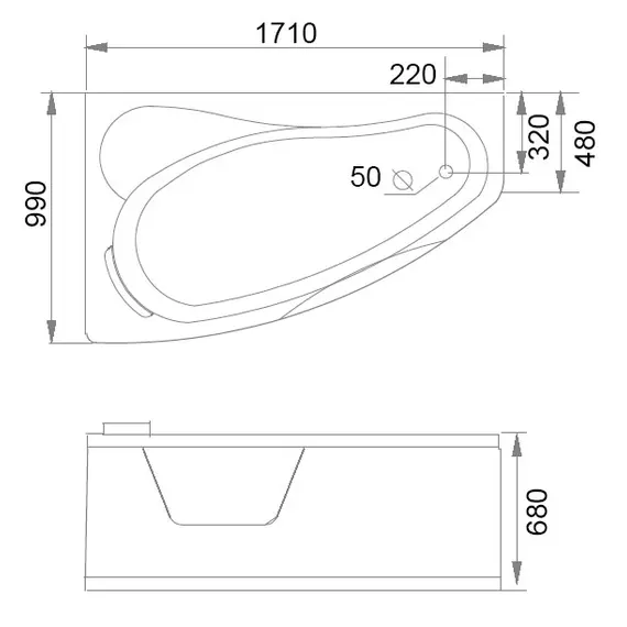 Акриловая гидромассажная ванна Gemy G9046