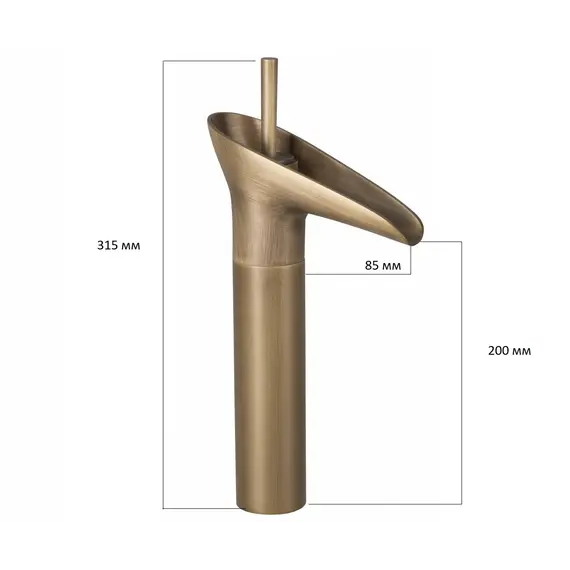 Смеситель бронзовый Bronze De Luxe к стеклянной раковине (каскад)