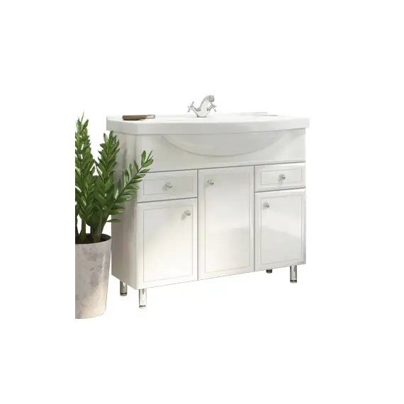 COMFORTY. Тумба-умывальник "Сочи-85/100" белый глянец с раковиной