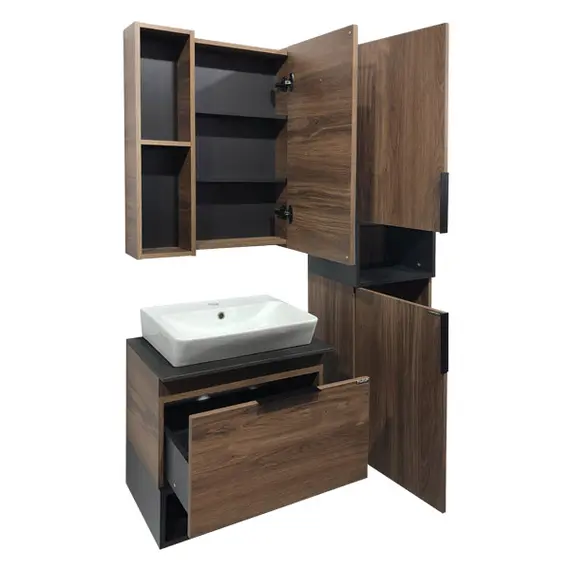 COMFORTY Зеркало-шкаф "Штутгарт-60/75/90" дуб тёмно-коричневый