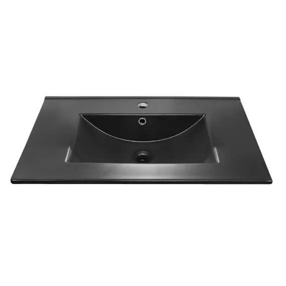 Тумба-умывальник Comforty  Бредфорд дуб темный с черной раковиной 75/90