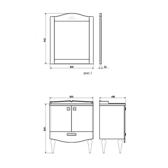 COMFORTY. Зеркало "Монако-80/100/120" белый глянец
