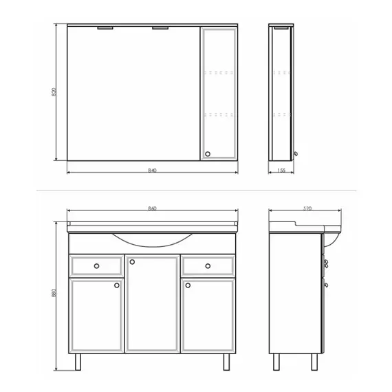 COMFORTY. Зеркало-шкаф "Сочи-85/100" белый глянец