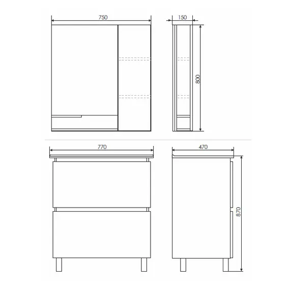 Зеркало-шкаф Comforty Верона, дуб белый