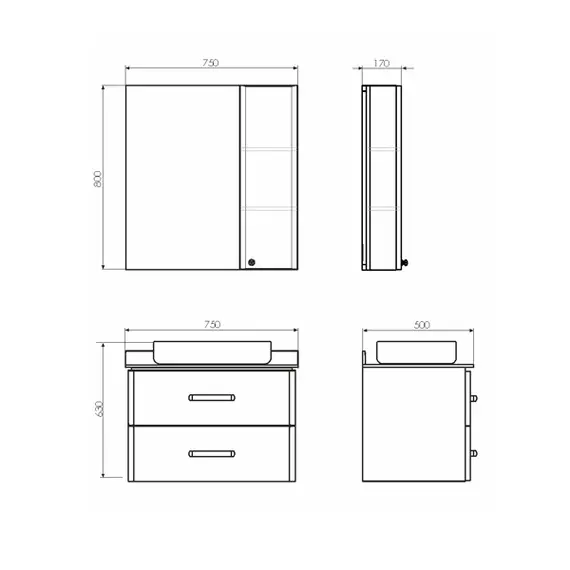 COMFORTY. Зеркало-шкаф "Амстердам-75/95" белый глянец