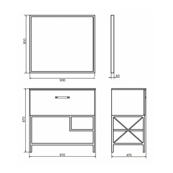 Тумба-умывальник Comforty  Бредфорд дуб темный с черной раковиной 75/90