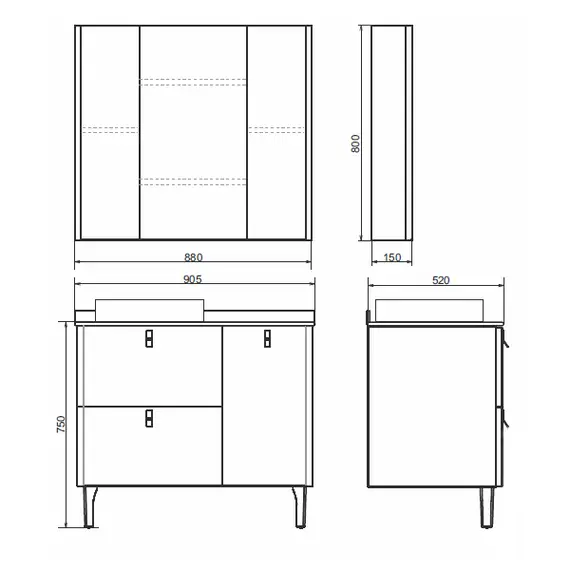 Зеркало-шкаф "Сорренто-90" светло-серый