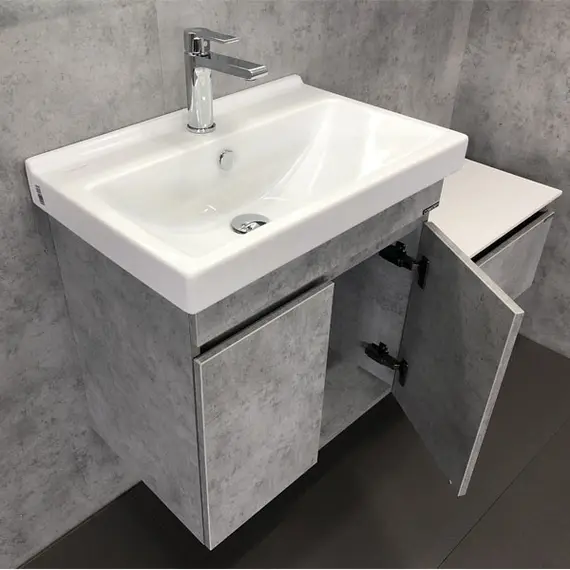 COMFORTY. Тумба-умывальник "Осло-60" бетон светлый с раковиной Fest 60