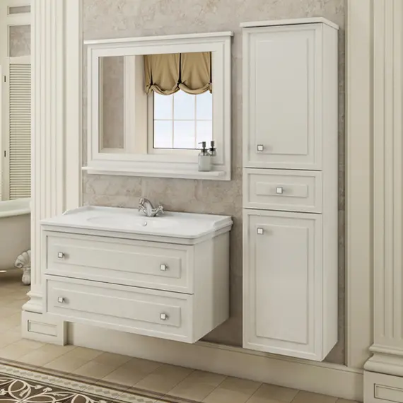 COMFORTY. Тумба-умывальник "Феррара-100" белый глянец с раковиной COMFORTY