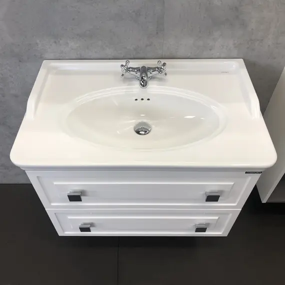 COMFORTY. Тумба-умывальник "Феррара-80 белый глянец с раковиной COMFORTY