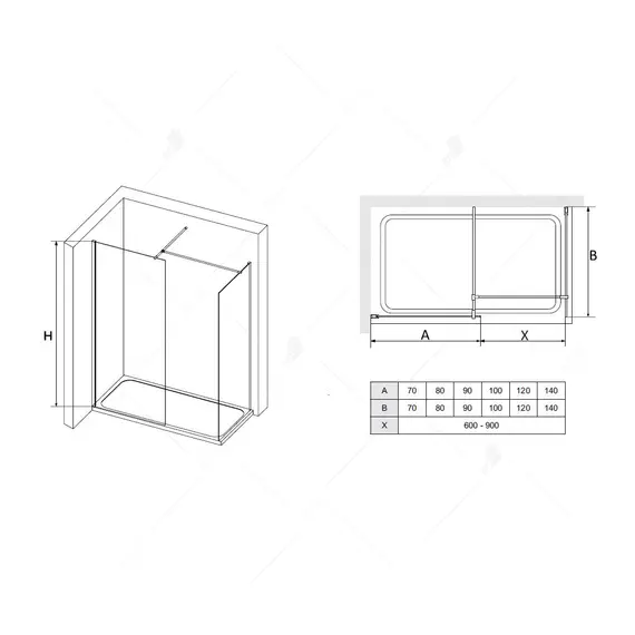 Перегородка для душа RGW WA-020 (WA-010 (2 шт.) + S-1220)