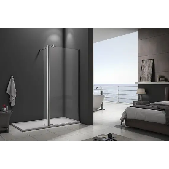 Душевая перегородка с доп панелью на лифтинговой петле Good Door WALK IN SP2  хром