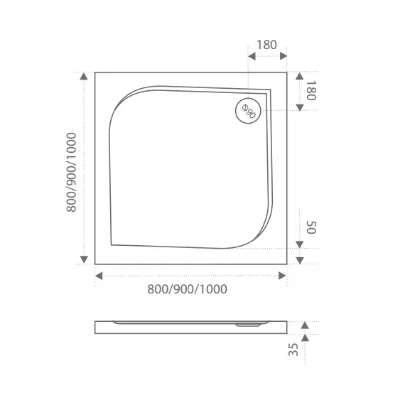 Поддон прямоугольный  из литьевого мрамора Good Door Квадро
