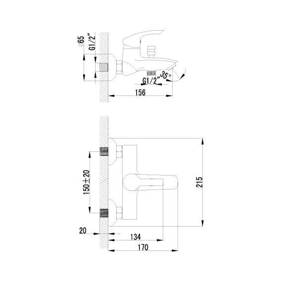 Смеситель Lemark Plus Strike LM1102C для ванны