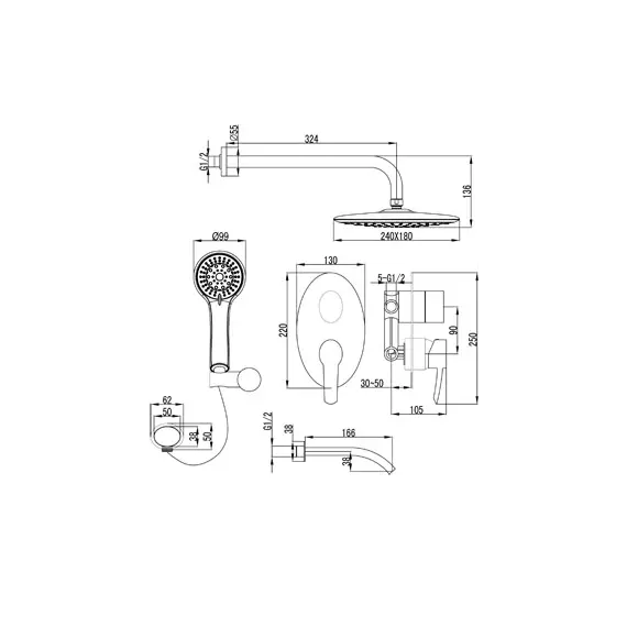 Смеситель Lemark Atlantiss LM3222C для ванны и душа, встраиваемый