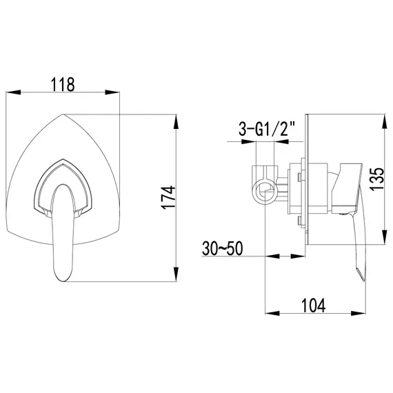Смеситель Lemark Mars LM3523C для душа, встраиваемый