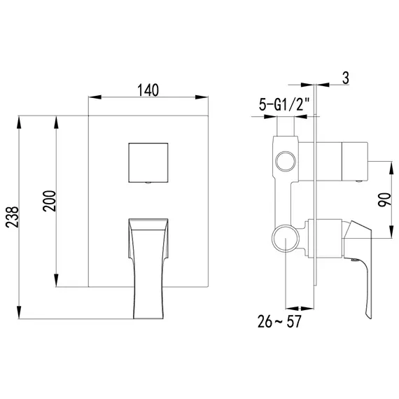 Смеситель Lemark Unit LM4527C для ванны и душа, встраиваемый