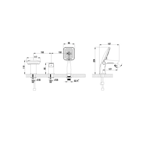 Смеситель Lemark Unit LM4545C на борт ванны