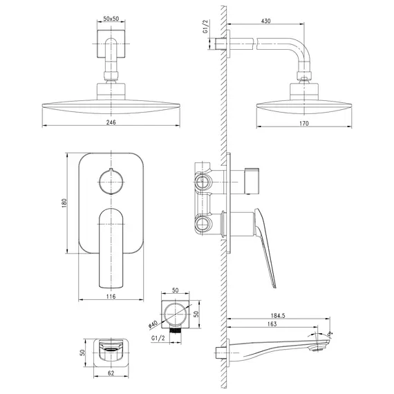 Смеситель Lemark Allegro LM5922CW для ванны и душа, встраиваемый