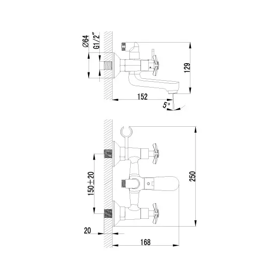 Смеситель  Lemark Partner LM6542C  для ванны