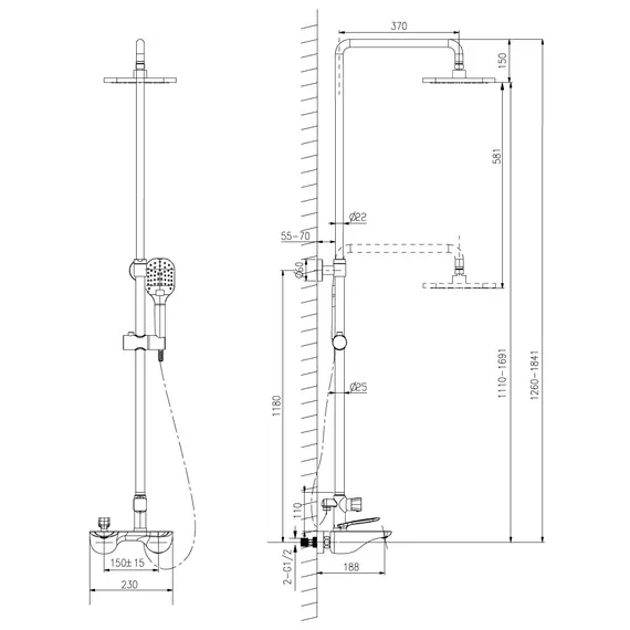 Смеситель Lemark  Bellario LM6862C для ванны и душа