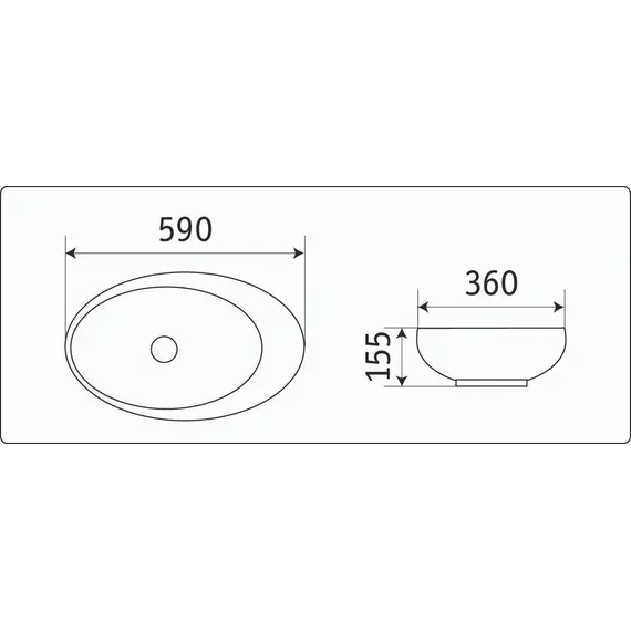 Раковина накладная овальная CeramaLux 78255