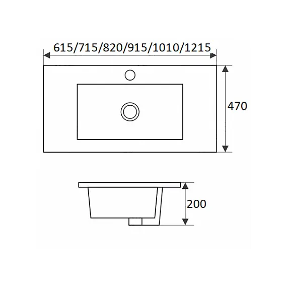 Раковина врезная прямоугольная CeramaLux NYJ840