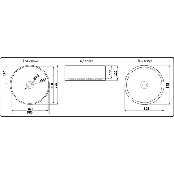 Раковина накладная круглая CeramaLux  NC 78308/78310