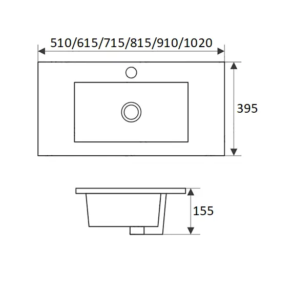 Раковина врезная прямоугольная CeramaLux 9393