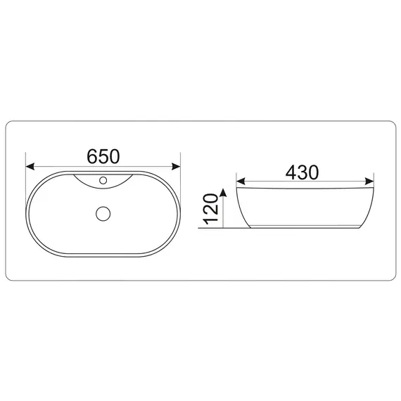 Раковина накладная овальная CeramaLux 9438