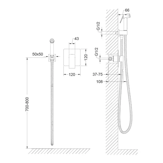 Смеситель встроенный с гигиеническим душем Timo Selene 2089/03SM