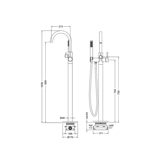 Смеситель напольный для ванны с душем Timo Saona 2310/00Y-CR