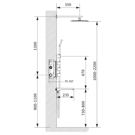 Душевая система встроенная с термостатом Timo Petruma SX-5049