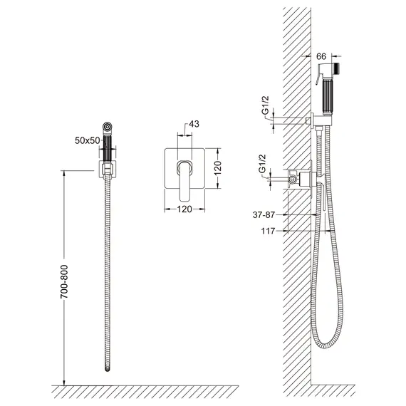 Смеситель встроенный с гигиеническим душем Timo Torne 4389/00SM
