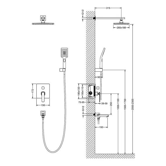 Душевая система встроенная Timo Torne SX-4319