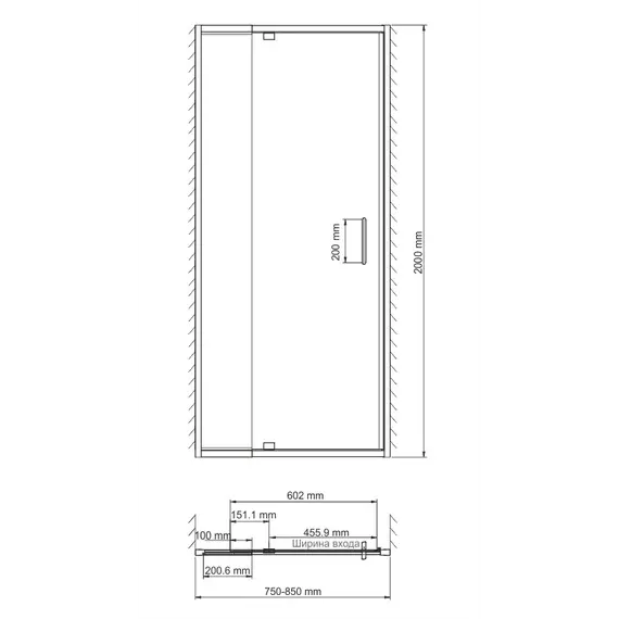 Душевая дверь WasserKRAFT Berkel телескоп. профиль
