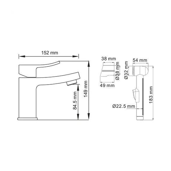 Смеситель для умывальника / с гигиенической лейкой WasserKRAFT Aller 1060 1068