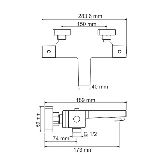 Смеситель для ванны WasserKRAFT Alme 1500 1511 Thermo