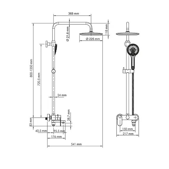 Комплект для ванны и душа WasserKRAFT Elbe 7400 A17401