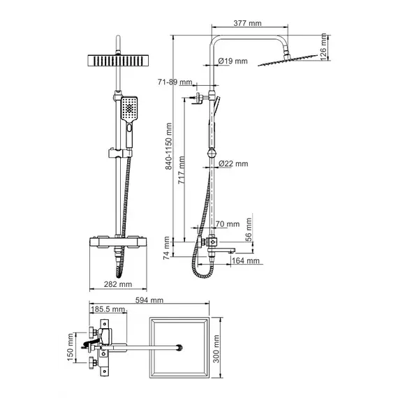 Душевая стойка  WasserKRAFT A19901Thermo с термостатом