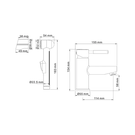 Смеситель для умывальника с гигиенической лейкойWasserKRAFT Main 4100 4108