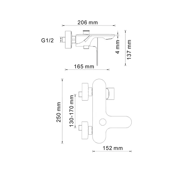 Смеситель для ванны WasserKRAFT Dinkel 5800 5801