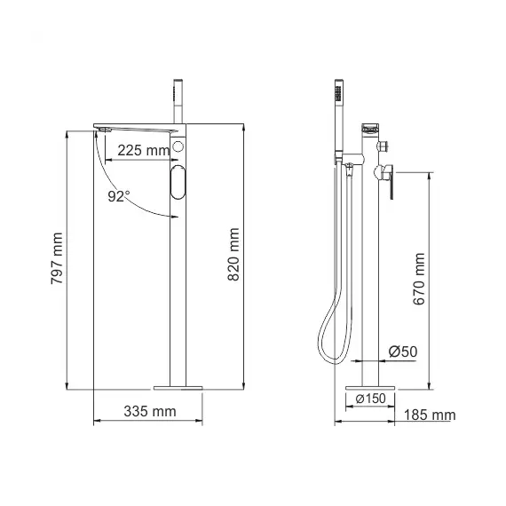 Напольный смеситель WasserKRAFT Dinkel 5800 5821