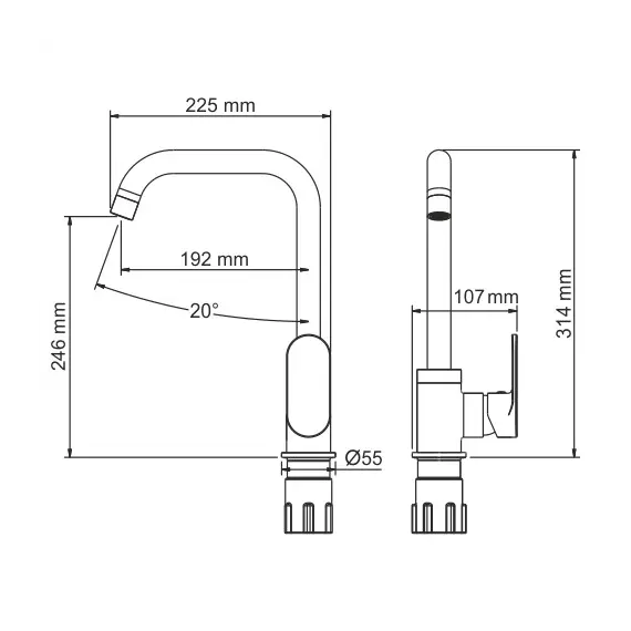 Смеситель для кухонной мойки WasserKRAFT Elbe 7400 A7407